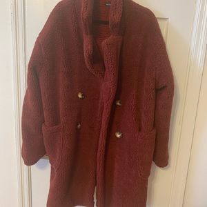 Burgundy Teddy Coat from Pretty Little Thing NWOT